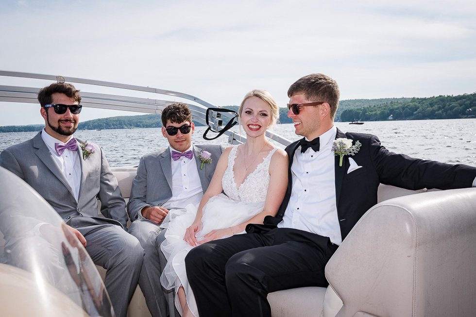 wedding party in boat