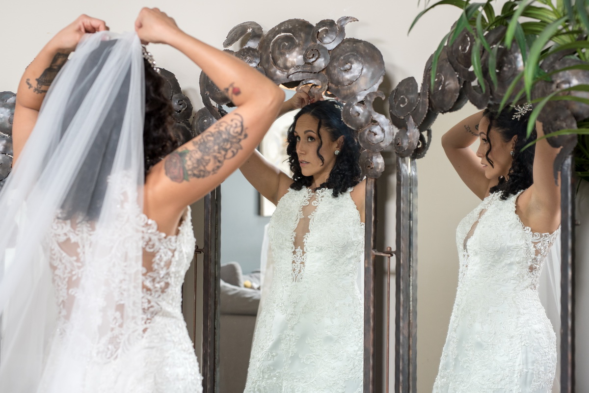 bride in the mirror