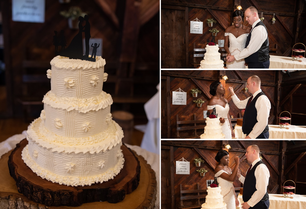 the bride cuts the cake