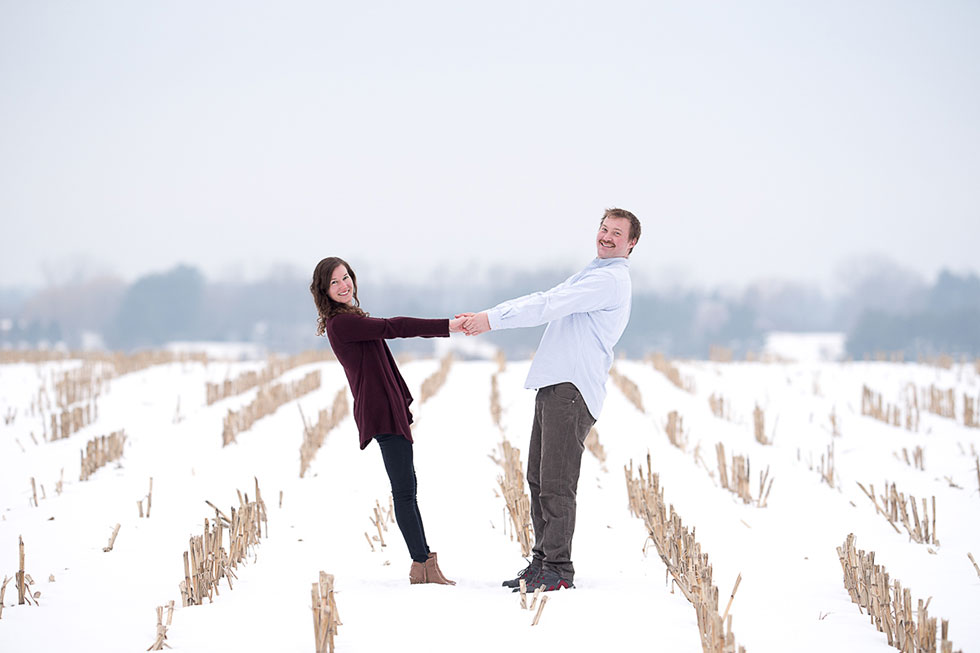 Vermont Engagement photo in winter field