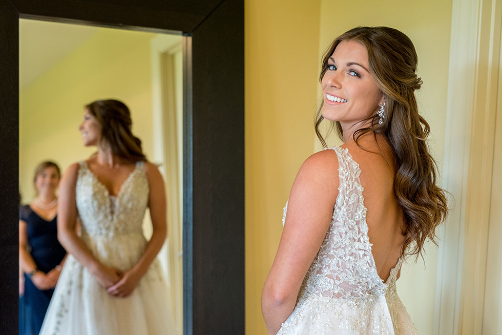 bride in mirror