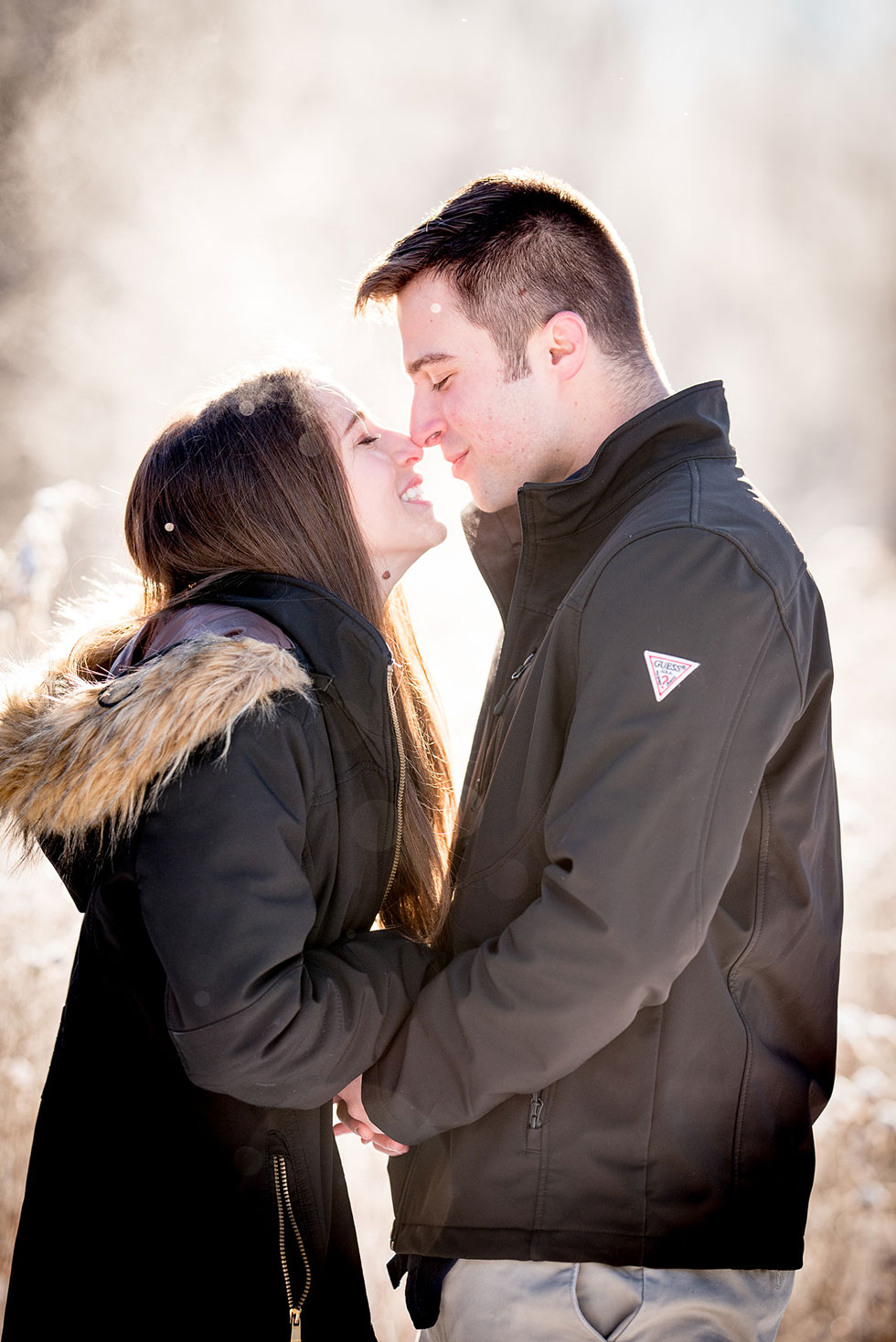 winter engagement photo