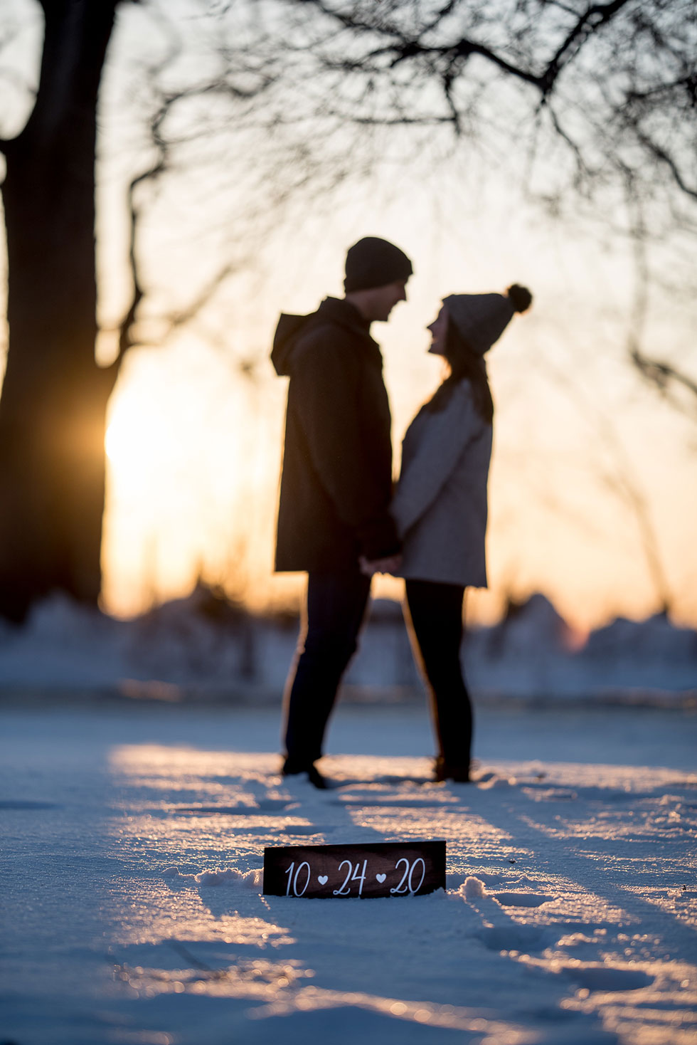 Couples silhouette engagement photo