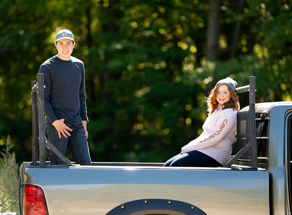 engagement photoshoot in truck bed