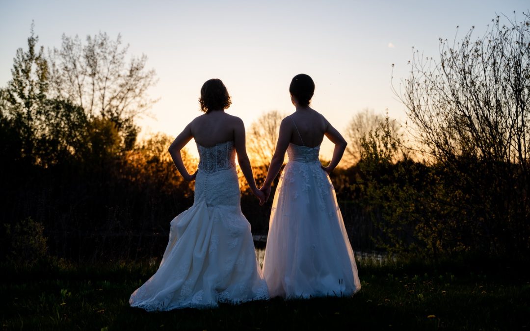 lovely sunset for two brides