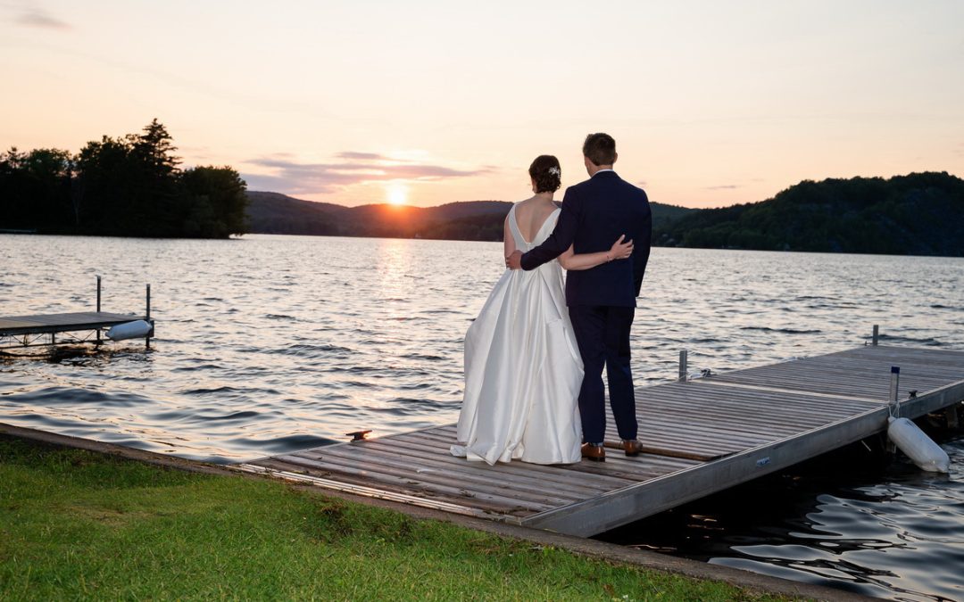 Lakeside Vermont wedding sunset
