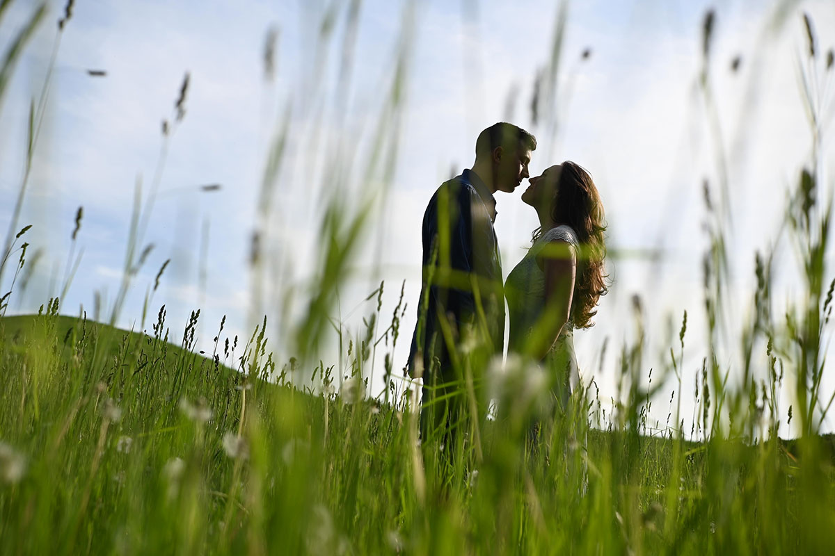 engagement photo in wheat field