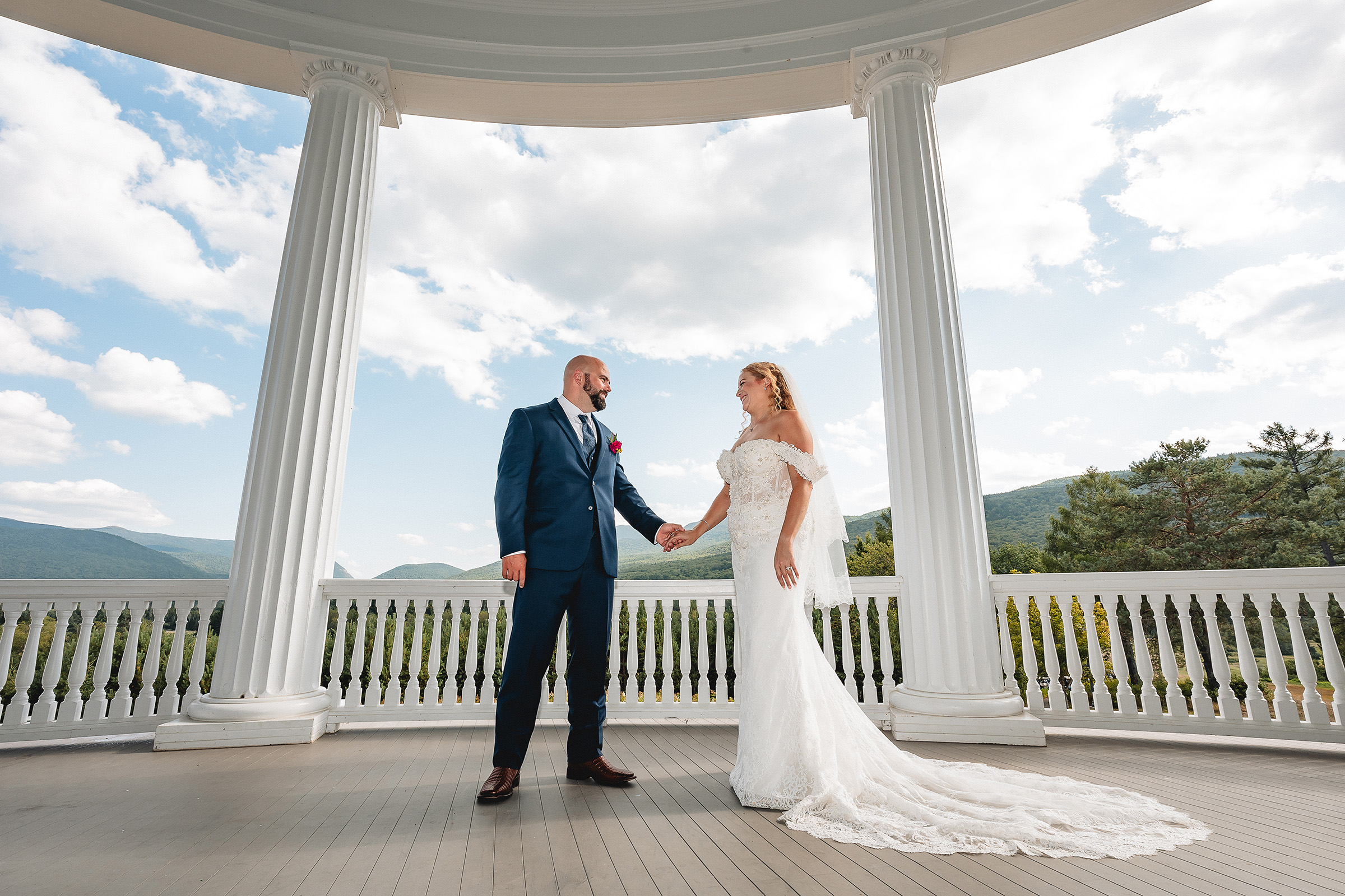 wedding photo on by columns